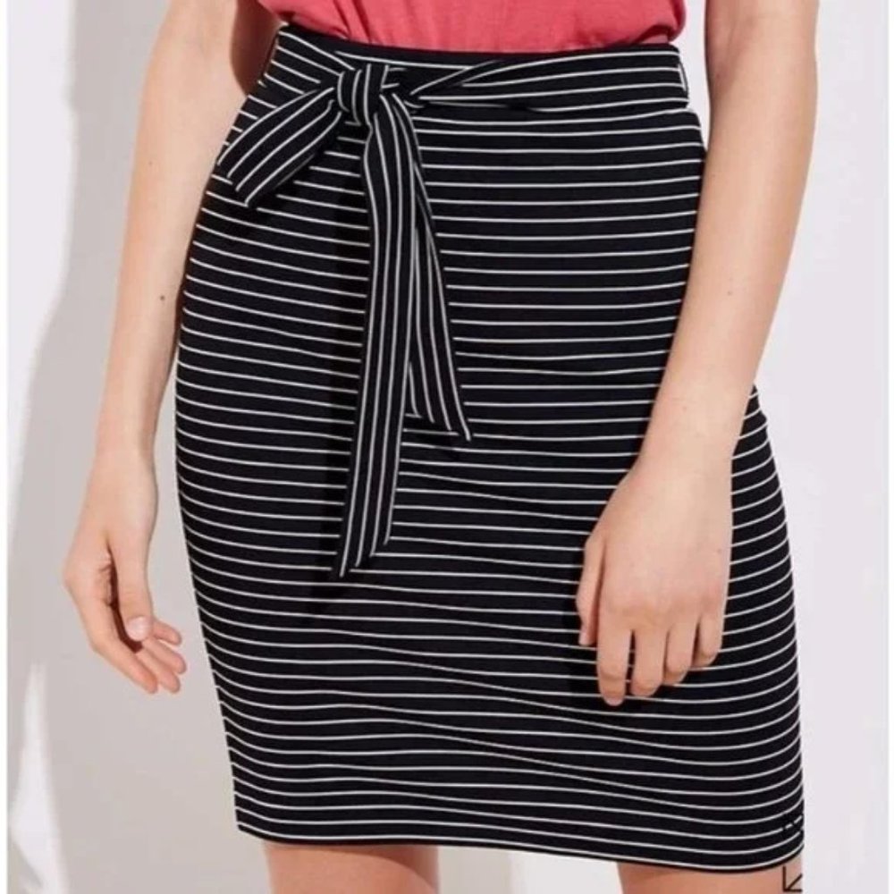 Loft Striped Tie Waist Pencil Skirt - Picture 2 of 5